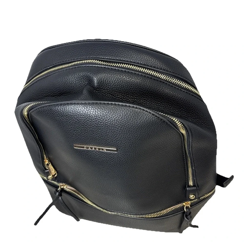 Dasein‎ Black Faux Leather Backpack and Matching Wristlet Set Gold Hardware NWOT